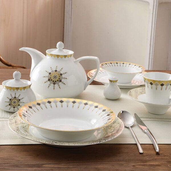 سرویس غذاخوری 108 پارچه چینی زرین ایران سری شهرزاد طرح کلوپاترا