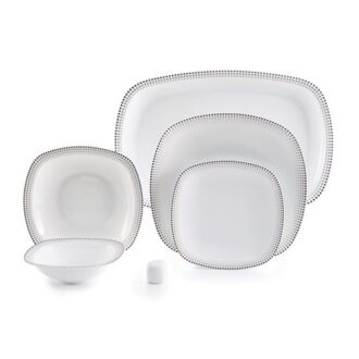 سرویس غذاخوری 27 پارچه چینی زرین ایران سری کواترو طرح مون بلان