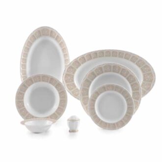 سرویس غذاخوری 29 پارچه چینی زرین ایران سری نئوکلاسیک طرح آرتمیس کرم