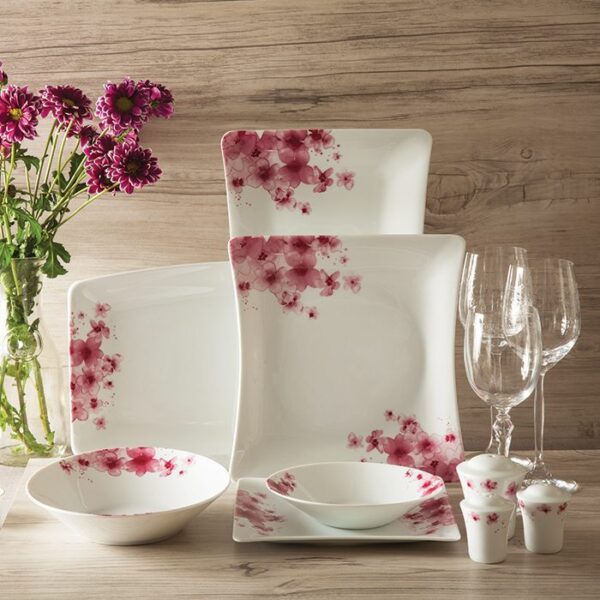 سرویس غذاخوری30 پارچه چینی زرین ایران سری وینچی طرح آزالیا پینک 1 سرویس غذاخوری30 پارچه چینی زرین ایران سری وینچی طرح آزالیا پینک