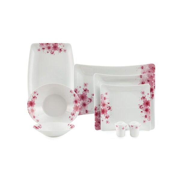 سرویس غذاخوری30 پارچه چینی زرین ایران سری وینچی طرح آزالیا پینک