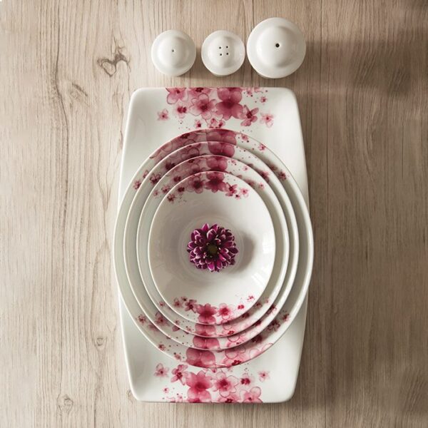 سرویس غذاخوری30 پارچه چینی زرین ایران سری وینچی طرح آزالیا پینک