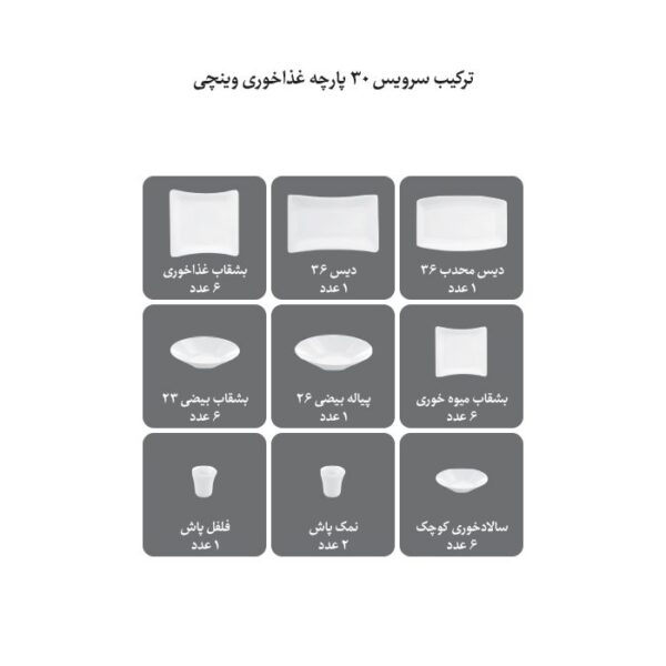 سرویس غذاخوری30 پارچه چینی زرین ایران سری وینچی طرح آزالیا پینک