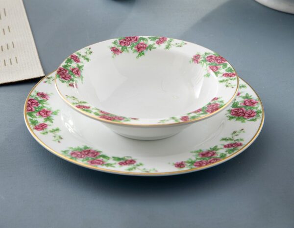 سرویس غذاخوری 102پارچه چینی زرین ایران سری ایتالیااف طرح بیدگل