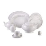 سرویس غذاخوری 102پارچه چینی زرین ایران سری ایتالیااف طرح برایدال سفید