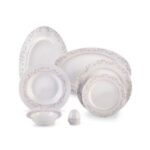 سرویس غذاخوری 28 پارچه چینی زرین ایران سری ایتالیااف طرح برایدال سفید