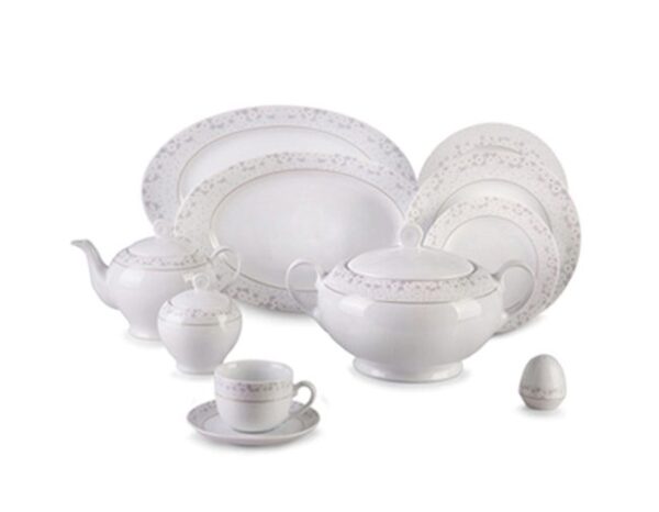 سرویس غذاخوری 102پارچه چینی زرین ایران سری ایتالیااف طرح برایدال سفید