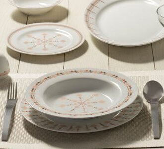 سرویس غذاخوری 28 پارچه چینی زرین ایران سری ایتالیااف طرح کاونتری