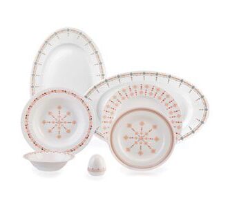 سرویس غذاخوری 28 پارچه چینی زرین ایران سری ایتالیااف طرح کاونتری