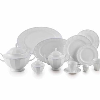 سرویس غذاخوری 103 پارچه چینی زرین ایران سری نئوکلاسیک طرح داتیس سرمه ای