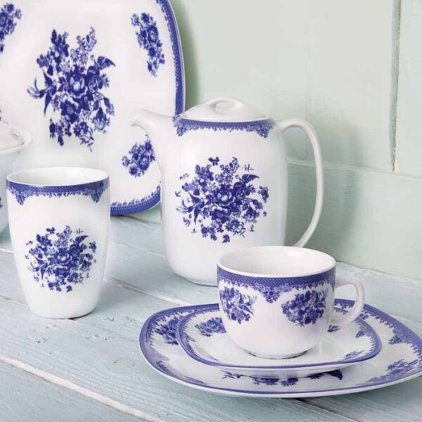 سرویس غذاخوری 98 پارچه چینی زرین ایران سری کواترو طرح فلورانس