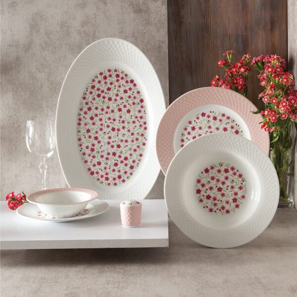 سرویس غذاخوری 28 پارچه چینی زرین ایران سری رادیانس طرح فلورال 1 سرویس غذاخوری 28 پارچه چینی زرین ایران سری رادیانس طرح فلورال