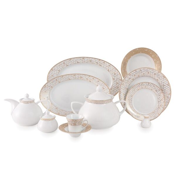 سرویس غذاخوری 108 پارچه چینی زرین ایران سری شهرزاد طرح ژئومتریکال نقره ای 1 سرویس غذاخوری 108 پارچه چینی زرین ایران سری شهرزاد طرح ژئومتریکال نقره ای