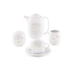 سرویس غذاخوری 98 پارچه چینی زرین ایران سری کواترو طرح گلدن لوتوس