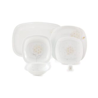 سرویس غذاخوری 98 پارچه چینی زرین ایران سری کواترو طرح گلدن لوتوس