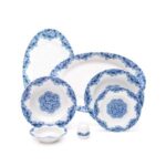 سرویس غذاخوری 28 پارچه چینی زرین ایران سری ایتالیااف طرح گلشیدآبی