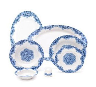 سرویس غذاخوری 28 پارچه چینی زرین ایران سری ایتالیااف طرح گلشیدآبی