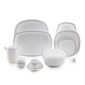 سرویس غذاخوری 98 پارچه چینی زرین ایران سری کواترو طرح لورن طلایی