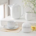 سرویس غذاخوری 98 پارچه چینی زرین ایران سری کواترو طرح لورن پلاتینی