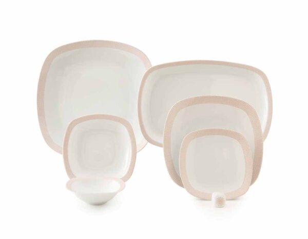 سرویس غذاخوری 98 پارچه چینی زرین ایران سری کواترو طرح مریدین رزگلد