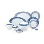 سرویس غذاخوری 102پارچه چینی زرین ایران سری ایتالیااف طرح میبد سرمه ای