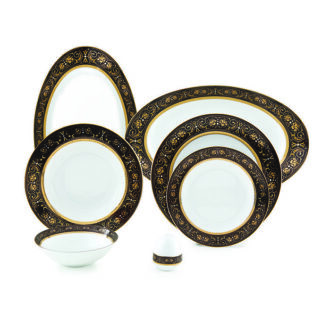 سرویس غذاخوری 28 پارچه چینی زرین ایران سری ایتالیااف طرح میدنایت