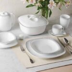 سرویس غذاخوری 98 پارچه چینی زرین ایران سری کواترو طرح مون بلان