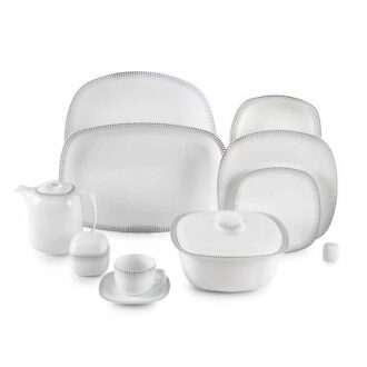 سرویس غذاخوری 98 پارچه چینی زرین ایران سری کواترو طرح مون بلان