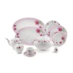 سرویس غذاخوری 102پارچه چینی زرین ایران سری ایتالیااف طرح پینک رز