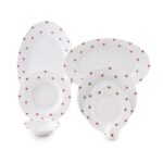 سرویس غذاخوری 28 پارچه چینی زرین ایران سری ایتالیااف طرح پینک رز مینیاتوری