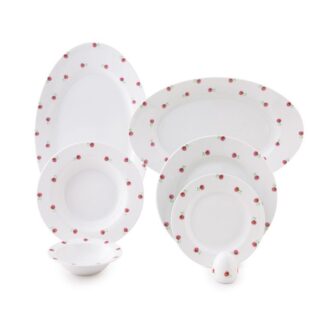 سرویس غذاخوری 28 پارچه چینی زرین ایران سری ایتالیااف طرح پینک رز مینیاتوری