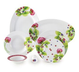 سرویس غذاخوری 28 پارچه چینی زرین ایران سری ایتالیااف مدل ردبری