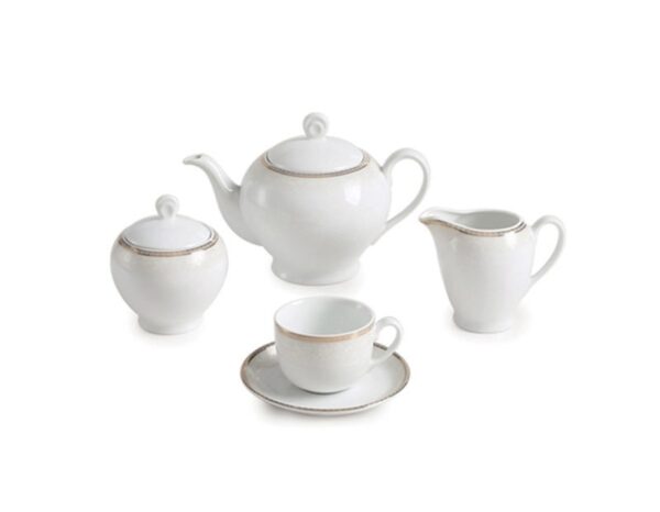 سرویس غذاخوری 102پارچه چینی زرین ایران سری ایتالیااف طرح ریوا طلایی