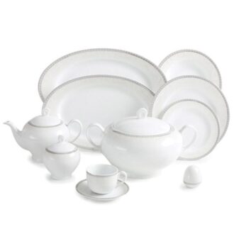 سرویس غذاخوری 102پارچه چینی زرین ایران سری ایتالیااف طرح ریوا پلاتینی