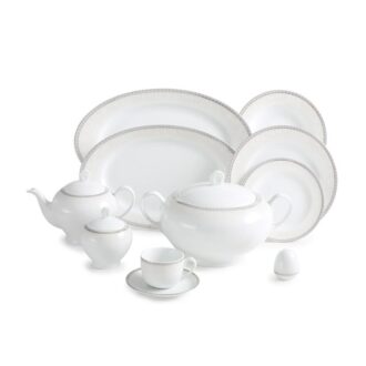 سرویس غذاخوری 102پارچه چینی زرین ایران سری ایتالیااف طرح ریوا پلاتینی