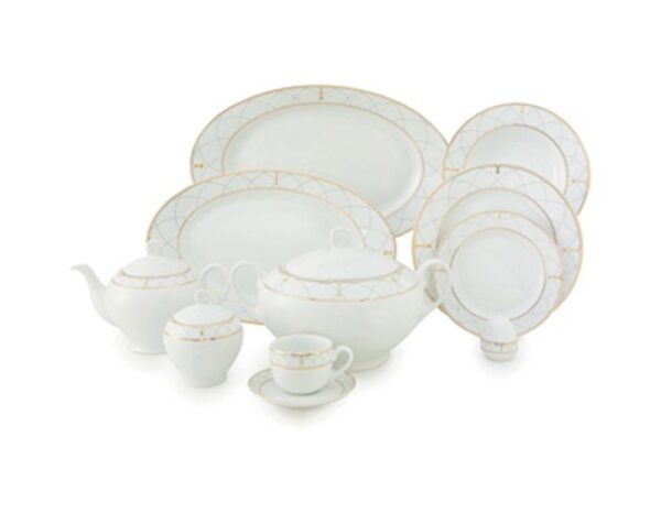 سرویس غذاخوری 102پارچه چینی زرین ایران سری ایتالیااف طرح رومانا