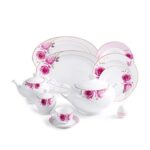 سرویس غذاخوری 102پارچه چینی زرین ایران سری ایتالیااف طرح رز فلاور