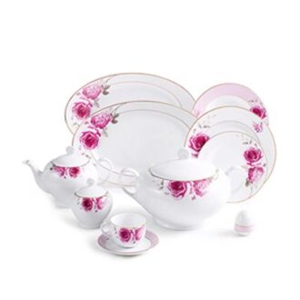 سرویس غذاخوری 102پارچه چینی زرین ایران سری ایتالیااف طرح رز فلاور