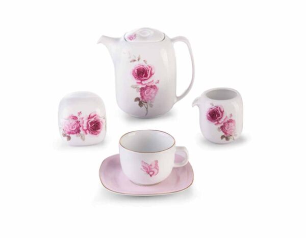 سرویس غذاخوری 98 پارچه چینی زرین ایران سری کواترو طرح رزفلاور