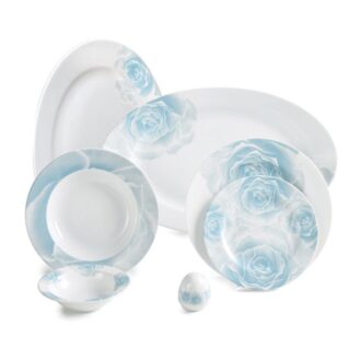 سرویس غذاخوری 28 پارچه چینی زرین ایران سری ایتالیااف طرح رزتا آبی