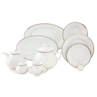 سرویس غذاخوری 108 پارچه چینی زرین ایران سری شهرزاد طرح رویال پلاتینی