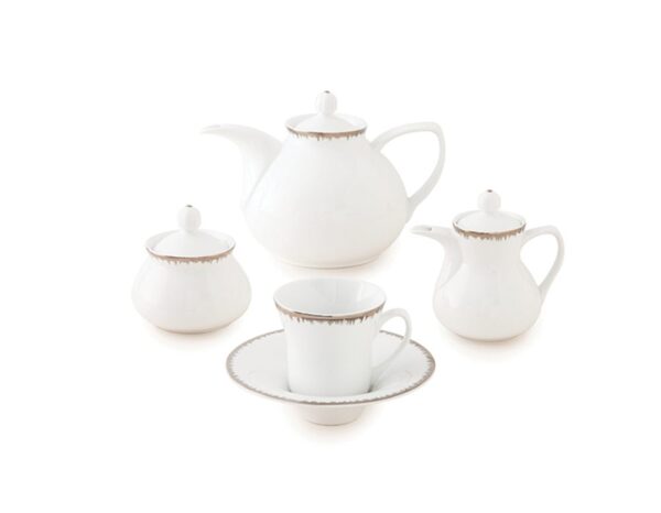 سرویس غذاخوری 108 پارچه چینی زرین ایران سری شهرزاد طرح رویال پلاتینی