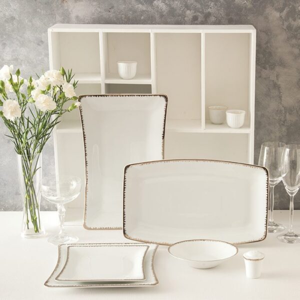 سرویس غذاخوری 97 پارچه چینی زرین ایران سری وینچی الیسه طرح رویال پلاتینی