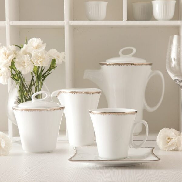 سرویس غذاخوری 97 پارچه چینی زرین ایران سری وینچی الیسه طرح رویال پلاتینی