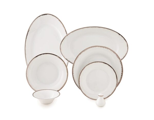 سرویس غذاخوری 108 پارچه چینی زرین ایران سری شهرزاد طرح رویال پلاتینی