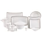 سرویس غذاخوری 97 پارچه چینی زرین ایران سری وینچی الیسه طرح رویال پلاتینی