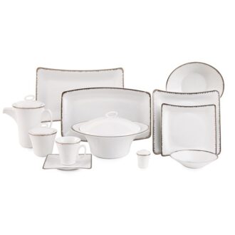 سرویس غذاخوری 97 پارچه چینی زرین ایران سری وینچی الیسه طرح رویال پلاتینی