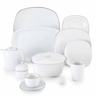 سرویس غذاخوری 98 پارچه چینی زرین ایران سری کواترو طرح سمن