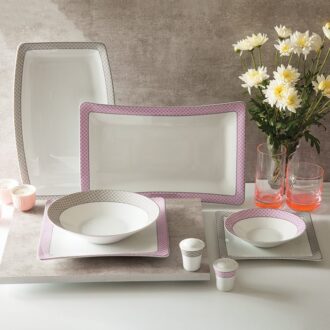 سرویس غذاخوری30 پارچه چینی زرین ایران سری وینچی طرح ساتین