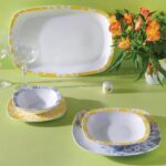 سرویس غذاخوری 27 پارچه چینی زرین ایران سری کواترو طرح سلنا زرد